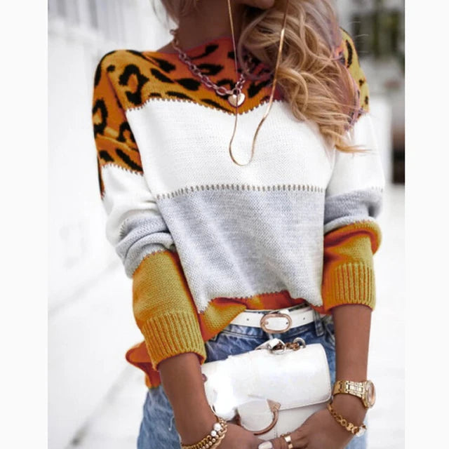 Leopard-Streifen-Pullover