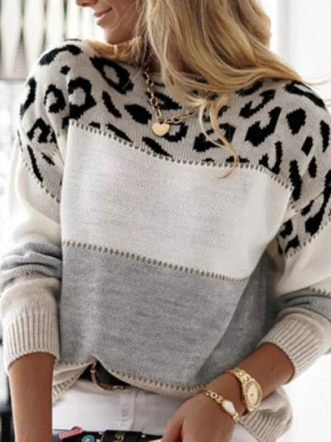 Leopard-Streifen-Pullover