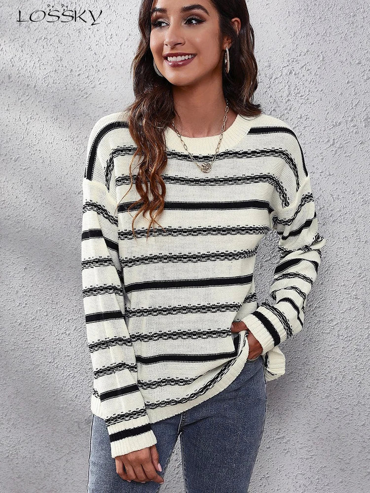 Solid striped sweater