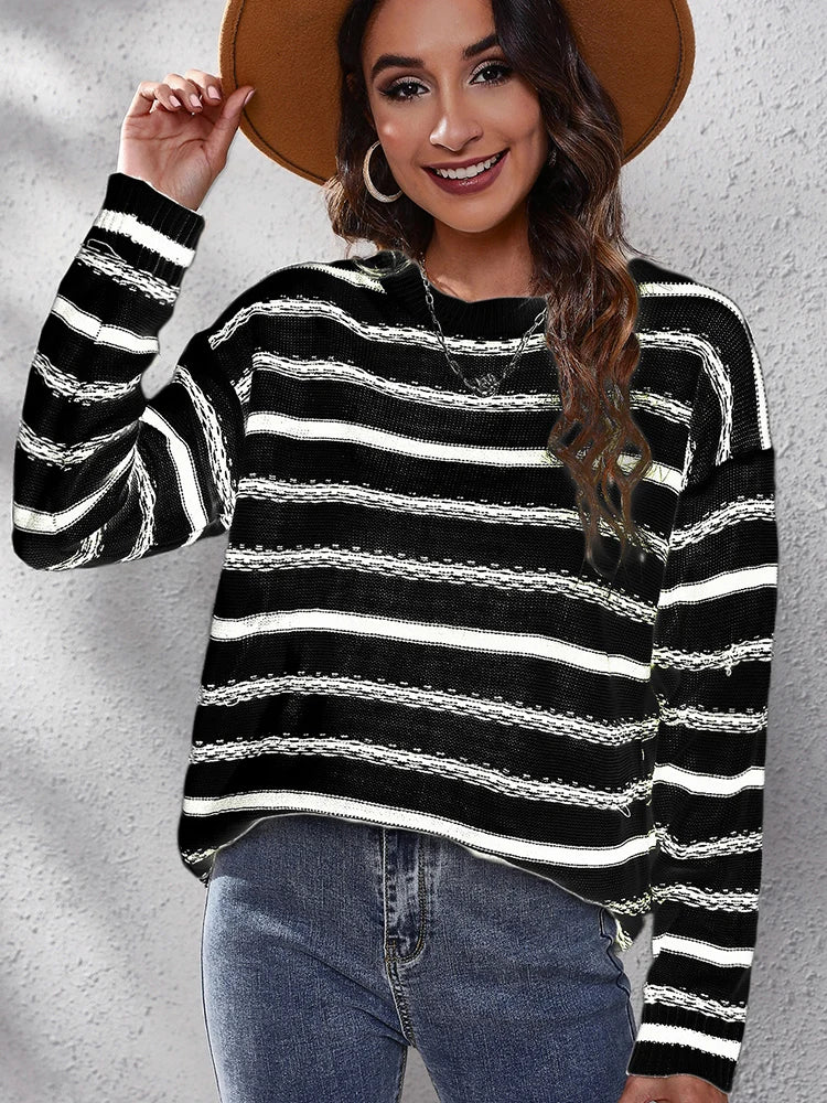 Solid striped sweater