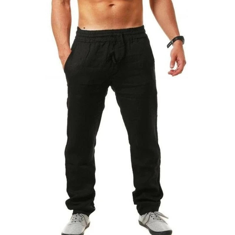 Herren Baumwoll Leinen Atmungsaktive Freizeit Hosen