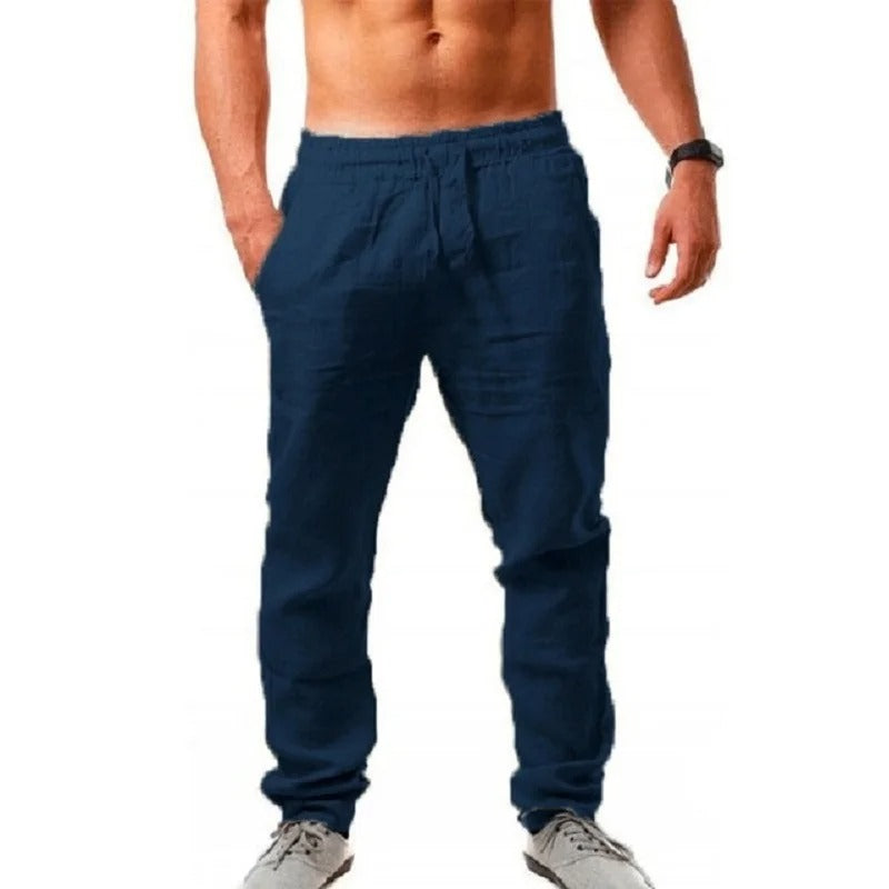 Herren Baumwoll Leinen Atmungsaktive Freizeit Hosen