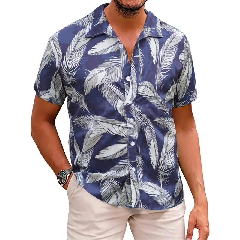 Tropisches Herren Hawaii Hemd mit Feder-Print