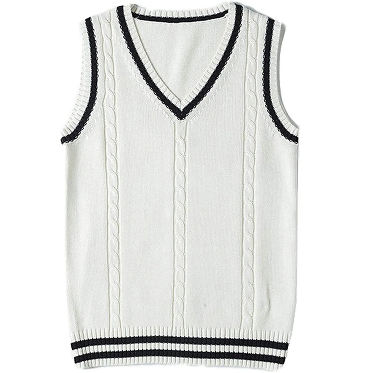 Gestreifte Pullover-Weste mit V-Ausschnitt für Damen