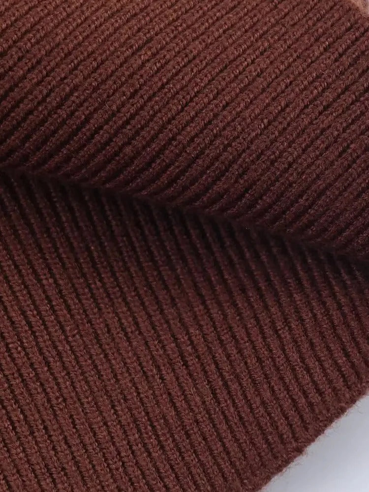 Damen Eleganter Streifenpullover – Lockerer Polo-Kragen Gestrickter Pullover