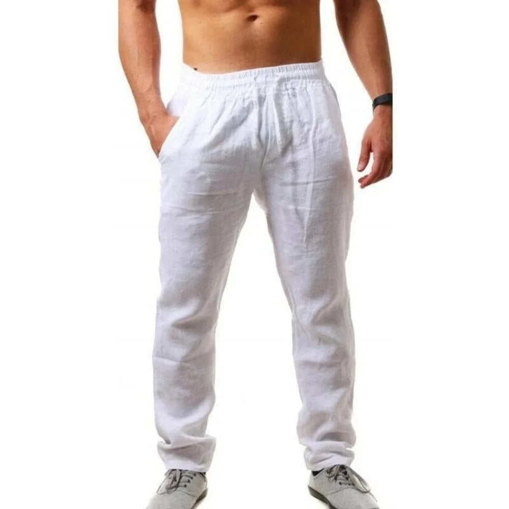 Herren Baumwoll Leinen Atmungsaktive Freizeit Hosen