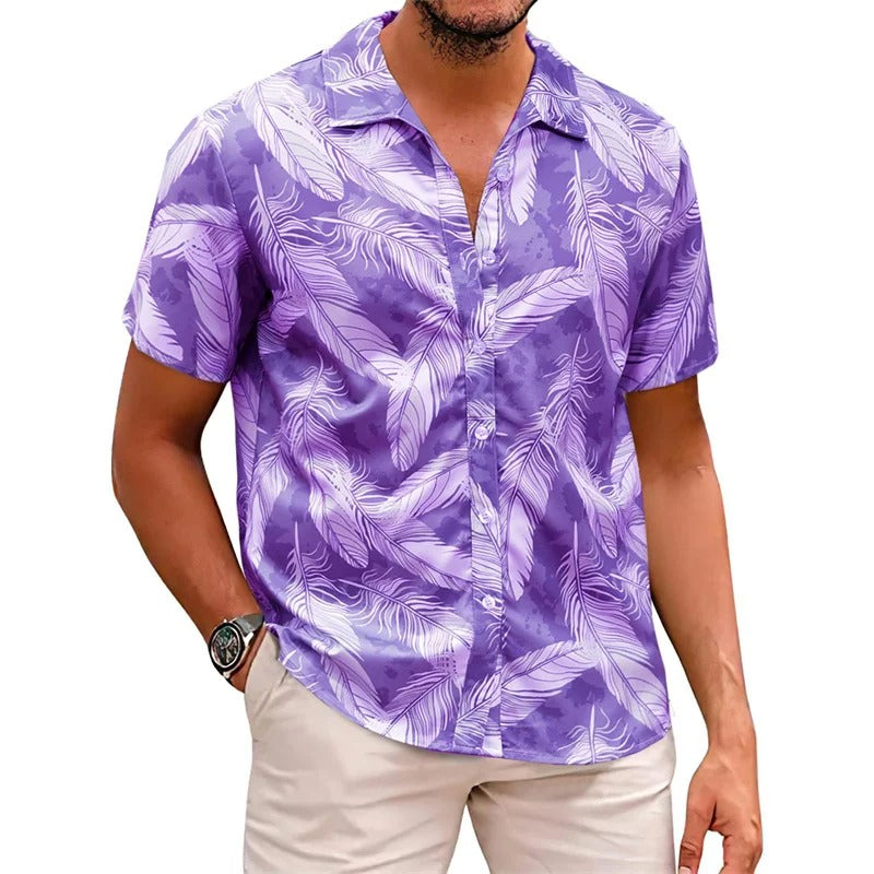 Tropisches Herren Hawaii Hemd mit Feder-Print