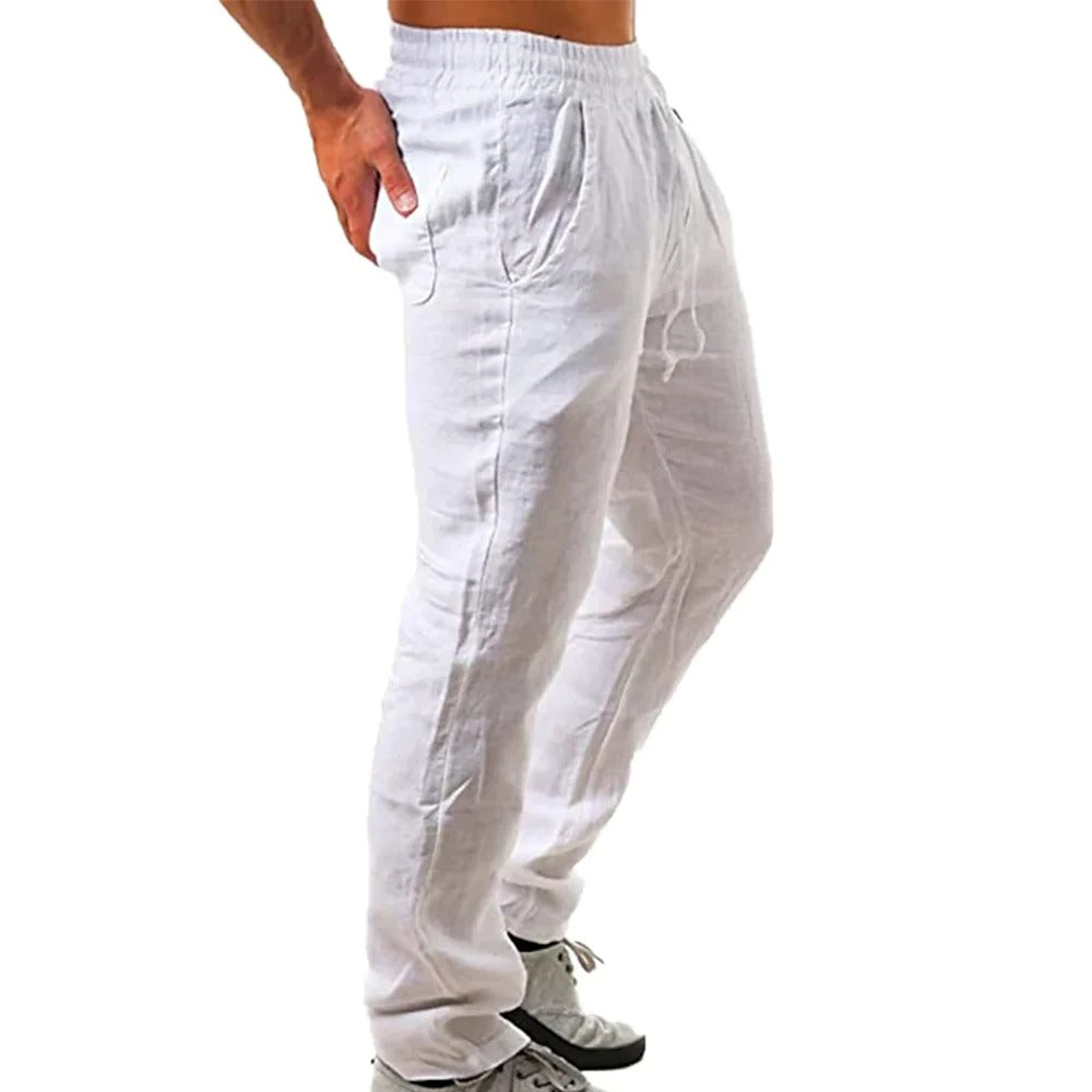 Herren Baumwoll Leinen Atmungsaktive Freizeit Hosen