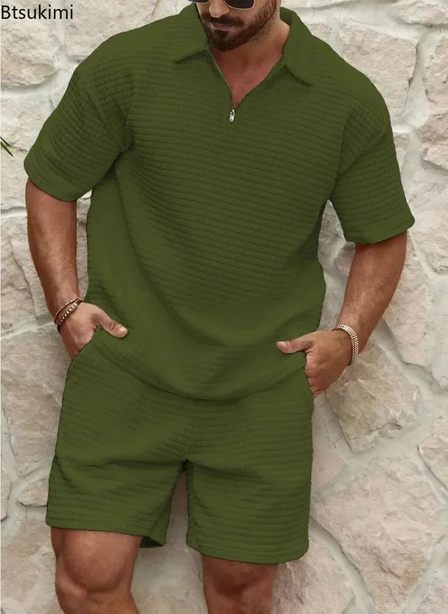 Herren Sport-Trainingsanzug Set Kariert Uni