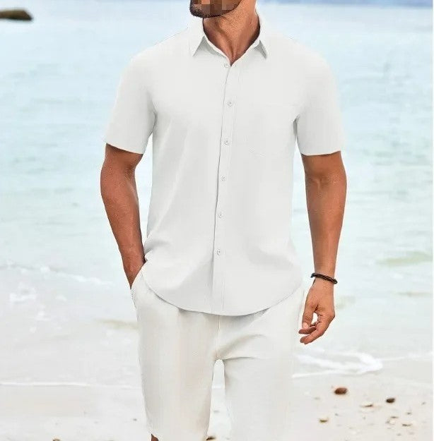 Herren Kurzarm Vintage Hemd mit Knöpfen
