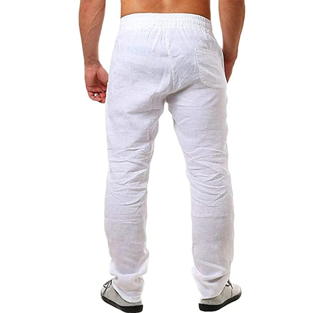 Herren Baumwoll Leinen Atmungsaktive Freizeit Hosen