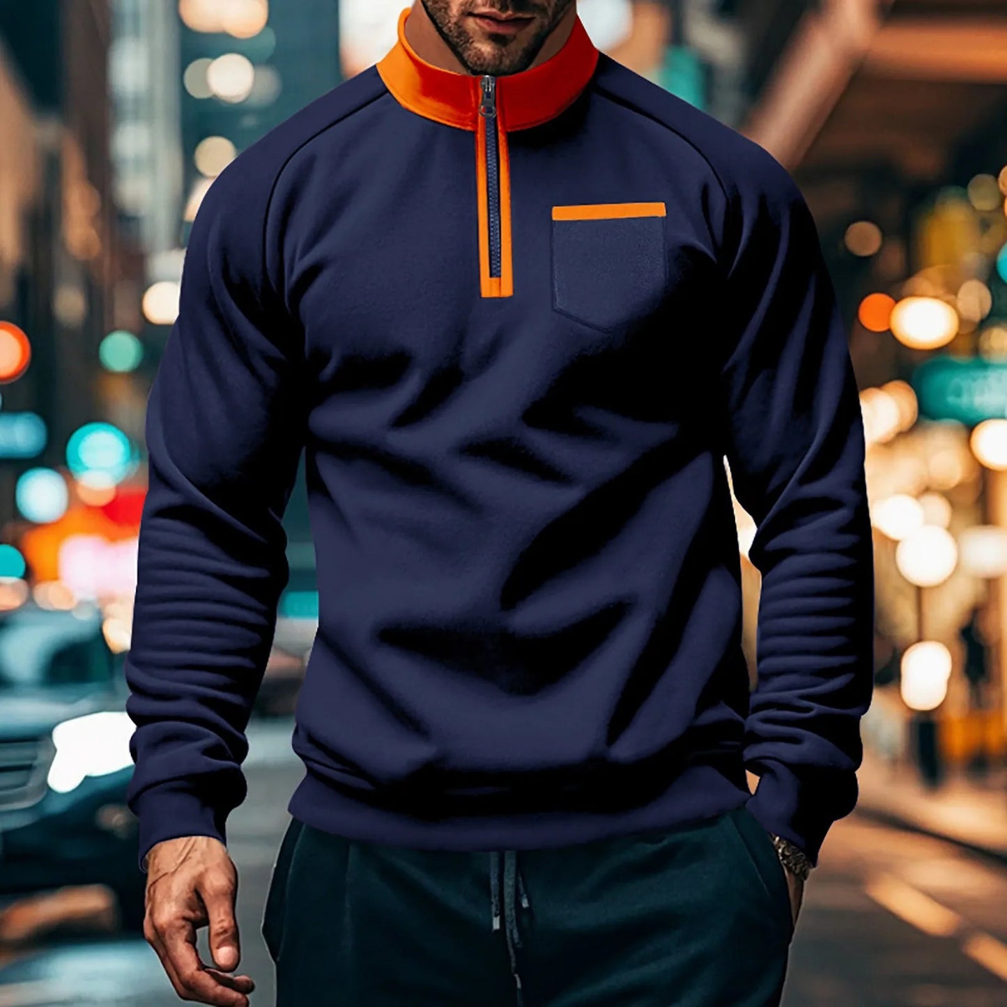 Herren Quarter-Zip Pullover Top