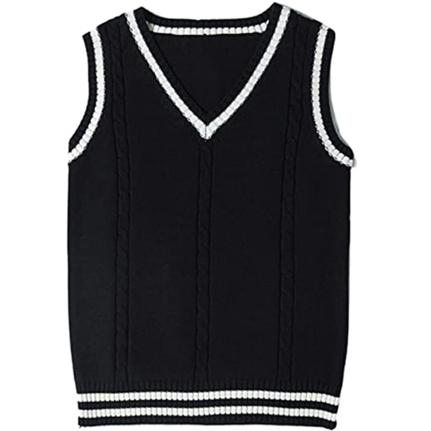 Gestreifte Pullover-Weste mit V-Ausschnitt für Damen