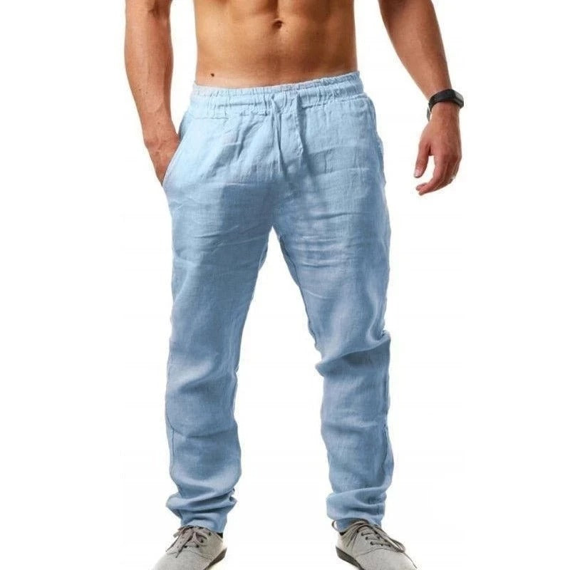 Herren Baumwoll Leinen Atmungsaktive Freizeit Hosen