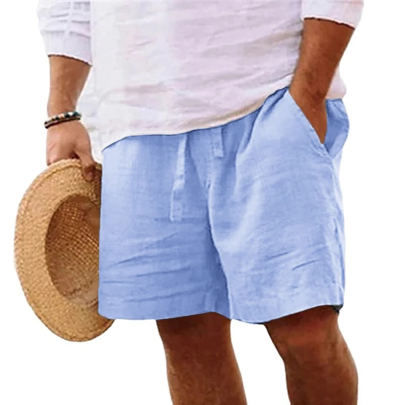 Herren Strandshorts aus Baumwolle und Leinen - Leichtgewicht