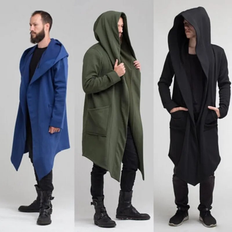 Open Cardigan Cape Coat with Hood for Men Women