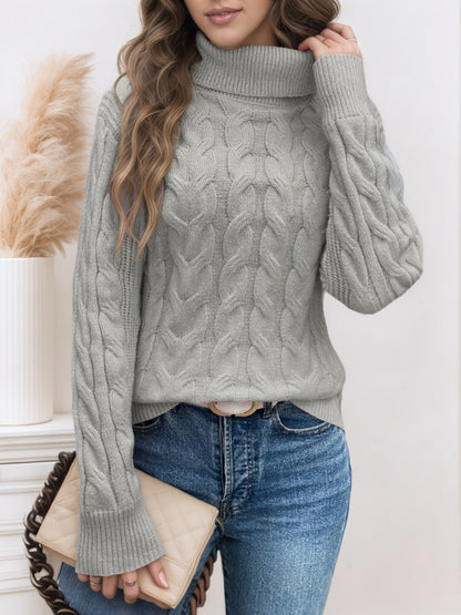 Damen Grobstrick-Pullover mit Rollkragen – Warmer Langarm-Stricktop für Herbst/Winter