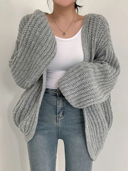 Loose knitted sweater coat