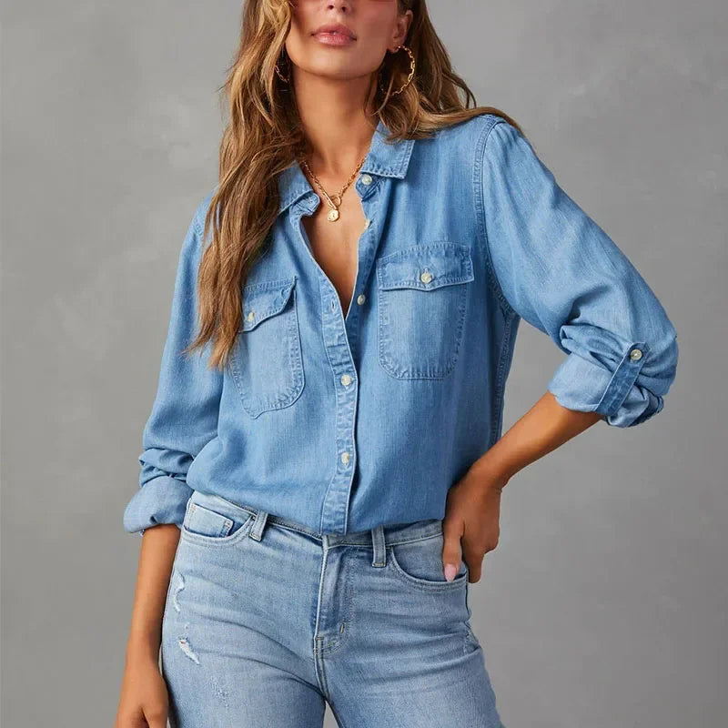 Frauen Lässige Lose Denim Shirts