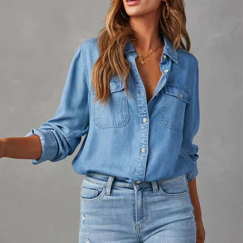 Frauen Lässige Lose Denim Shirts