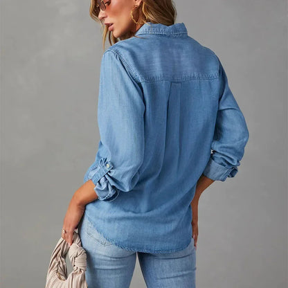 Frauen Lässige Lose Denim Shirts