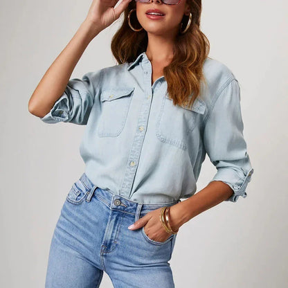 Frauen Lässige Lose Denim Shirts