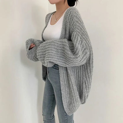 Loose knitted sweater coat