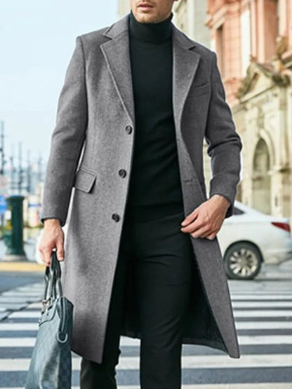 Elegant single breasted trench coat for men