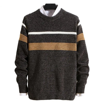 Knitted sweater with contrast stripes