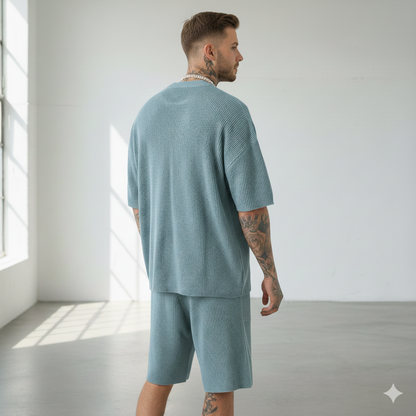 Ralph Mattew – Herren Oversized T-Shirt mit Viertelarm & Shorts Set