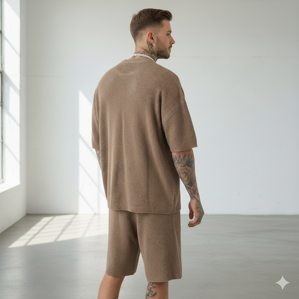Ralph Mattew – Herren Oversized T-Shirt mit Viertelarm & Shorts Set