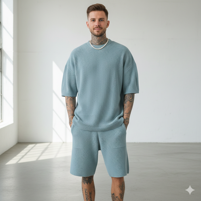 Ralph Mattew – Herren Oversized T-Shirt mit Viertelarm & Shorts Set