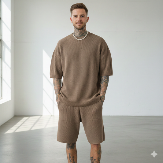Ralph Mattew – Herren Oversized T-Shirt mit Viertelarm & Shorts Set