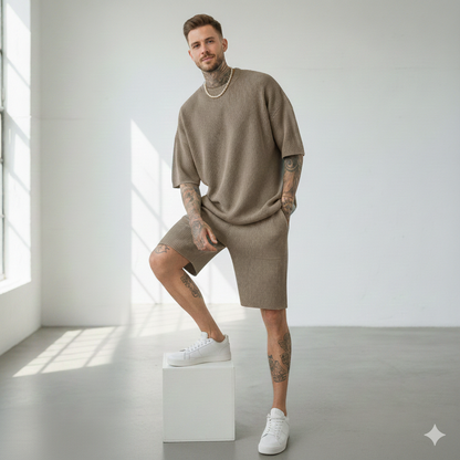 Ralph Mattew – Herren Oversized T-Shirt mit Viertelarm & Shorts Set
