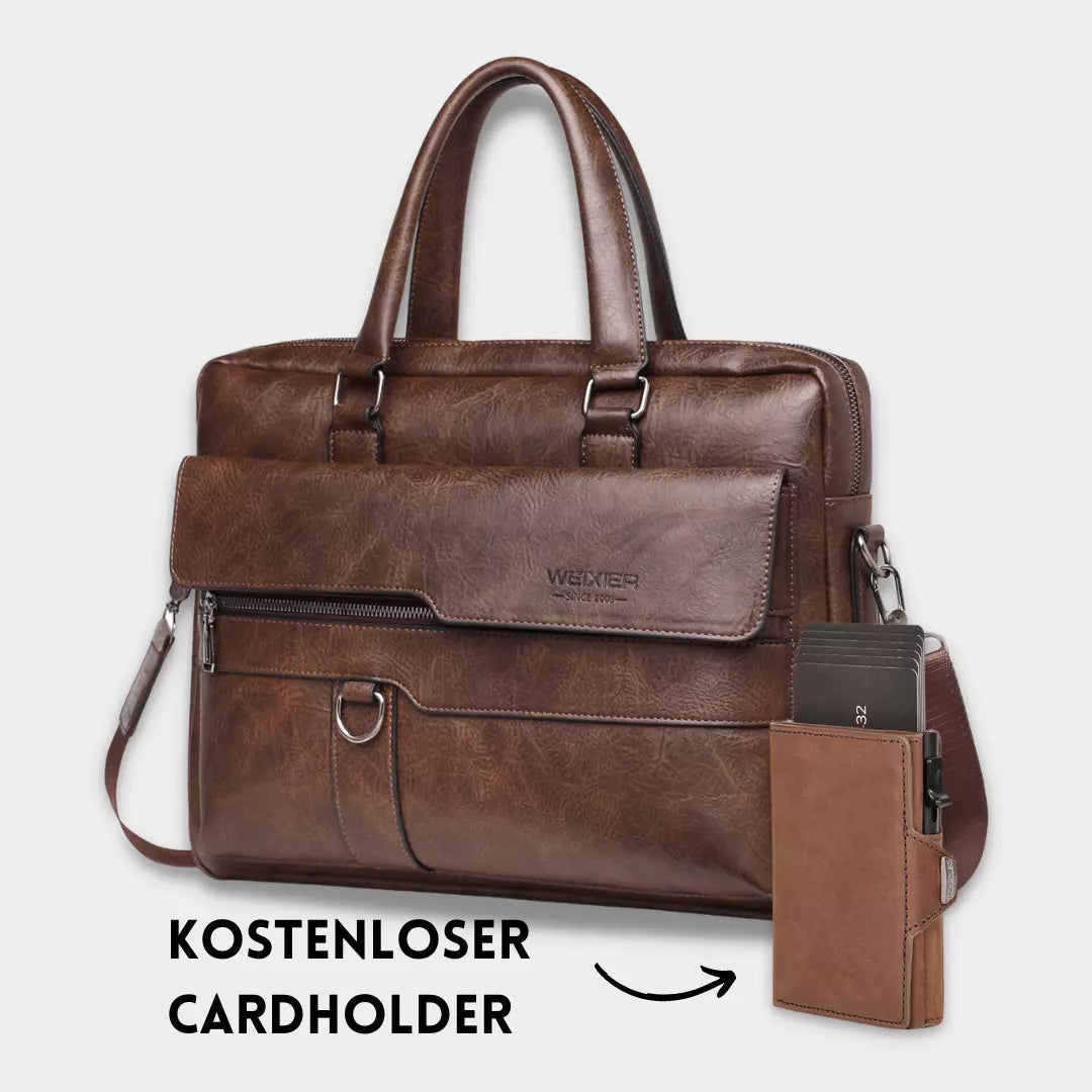 Raplhmattew - Weixier Leather Laptop Bag + Free Cardholder