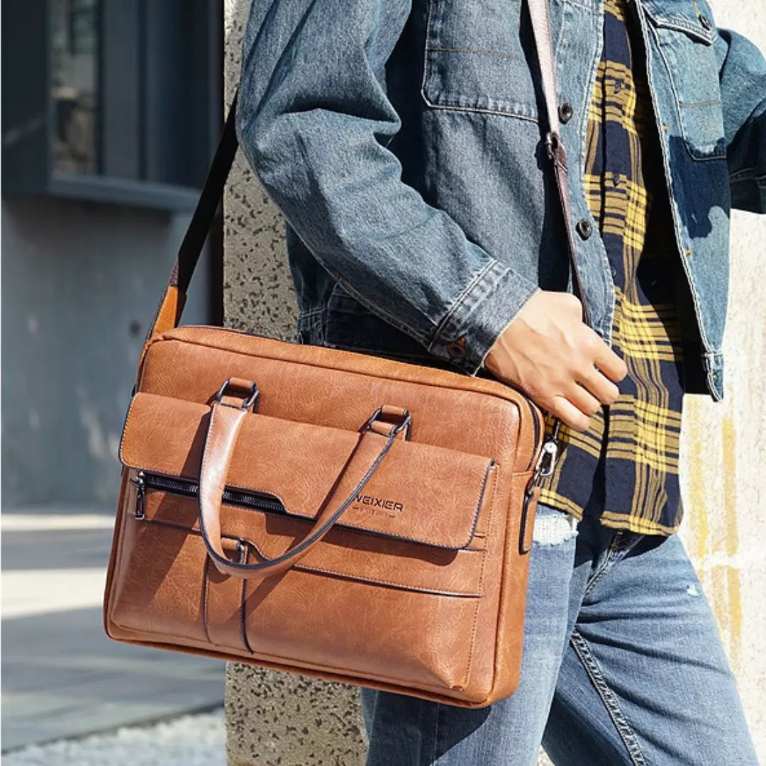 Raplhmattew - Weixier Leather Laptop Bag + Free Cardholder