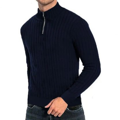 Quarter zip turtleneck sweater