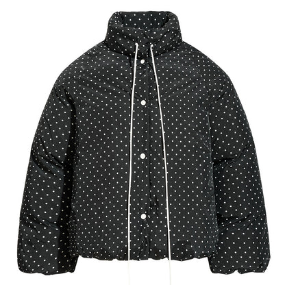 Kurz Gepolsterte Jacke mit Polka Dots – Warmer Übergangs-Wintermantel für Damen & Herren