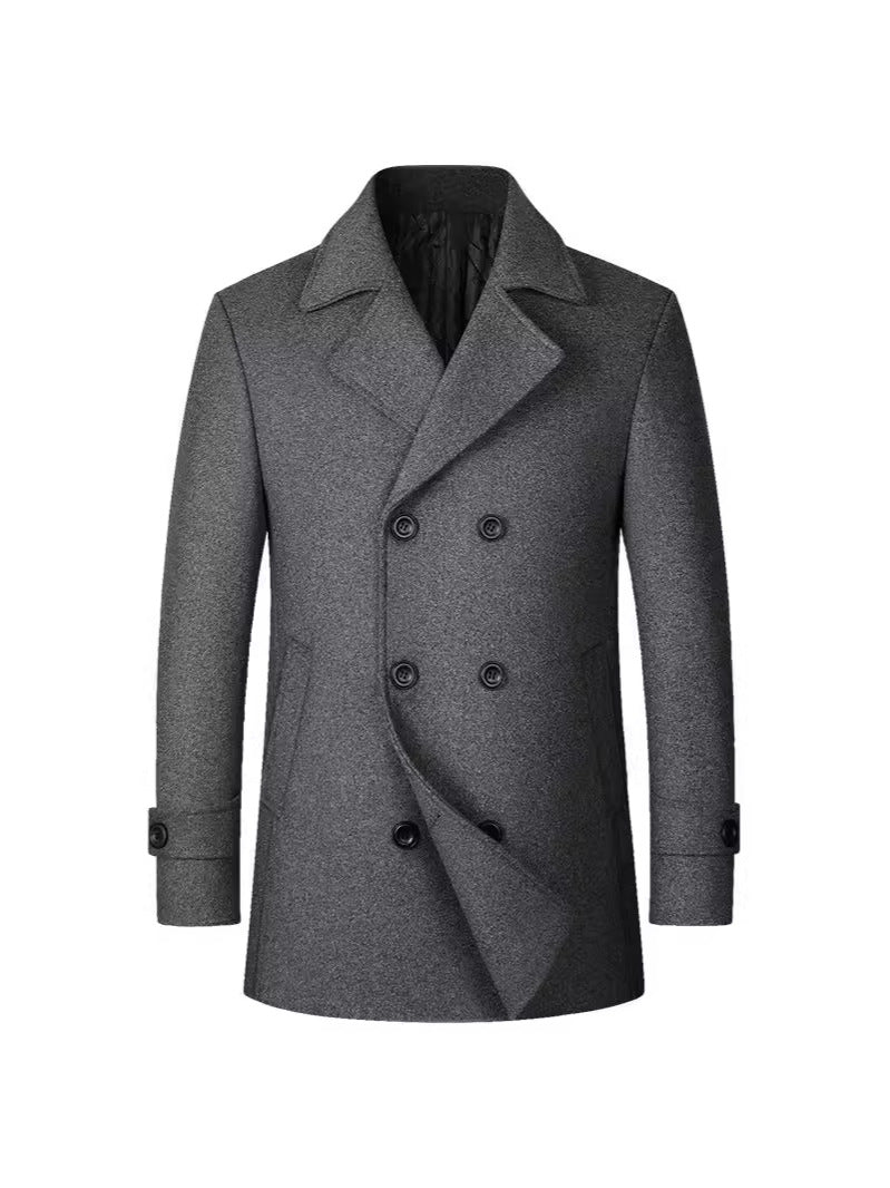 Herren Wollmantel – Stylischer Zweireiher mit Revers