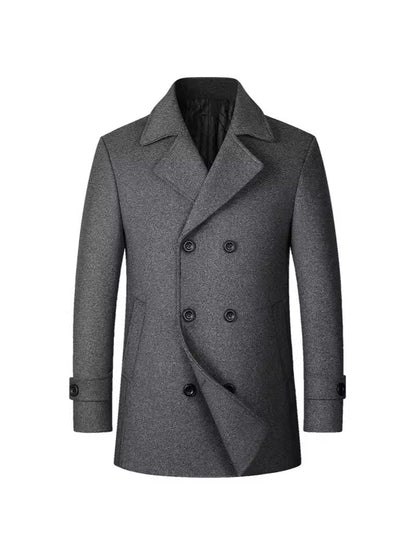 Herren Wollmantel – Stylischer Zweireiher mit Revers