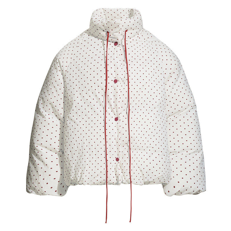 Kurz Gepolsterte Jacke mit Polka Dots – Warmer Übergangs-Wintermantel für Damen & Herren