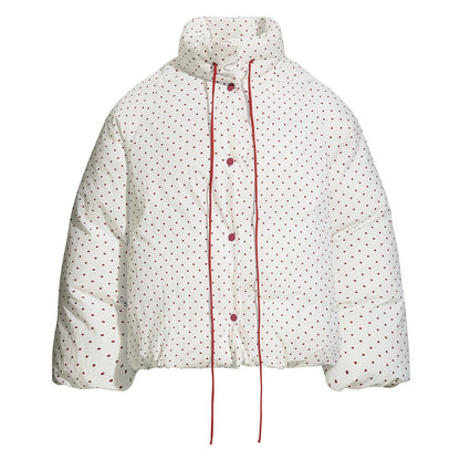 Kurz Gepolsterte Jacke mit Polka Dots – Warmer Übergangs-Wintermantel für Damen & Herren