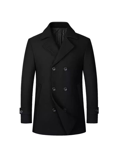 Herren Wollmantel – Stylischer Zweireiher mit Revers
