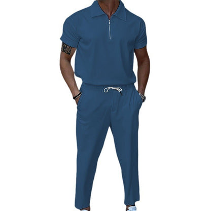 Ralph Mattew – Herren Lockerer Zipper-Hemd & Corduroy-Hose Set