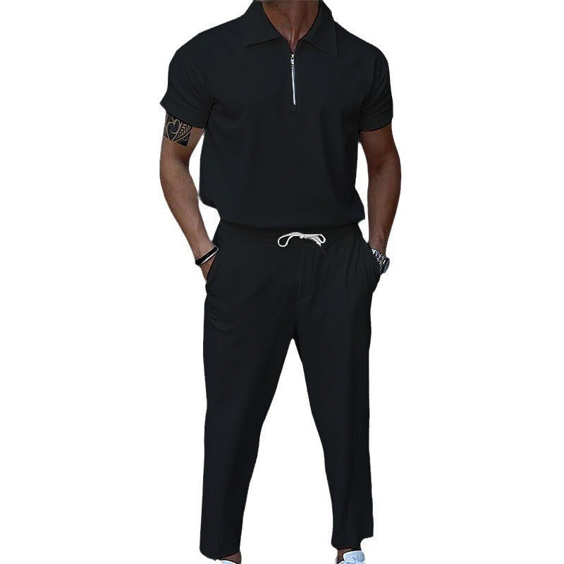 Ralph Mattew – Herren Lockerer Zipper-Hemd & Corduroy-Hose Set