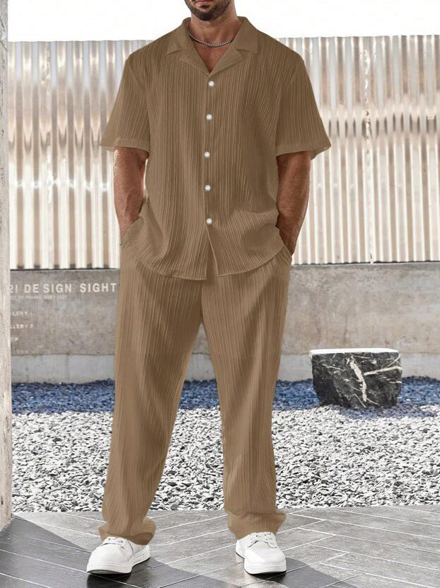 Ralph Mattew – Herren Casual Button-Up Hemd & Kurzarm Hose Set