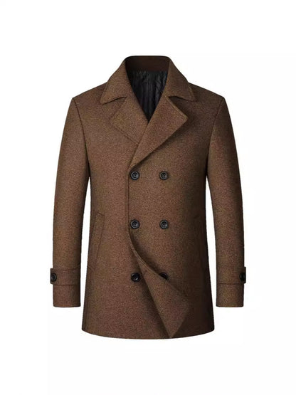 Herren Wollmantel – Stylischer Zweireiher mit Revers