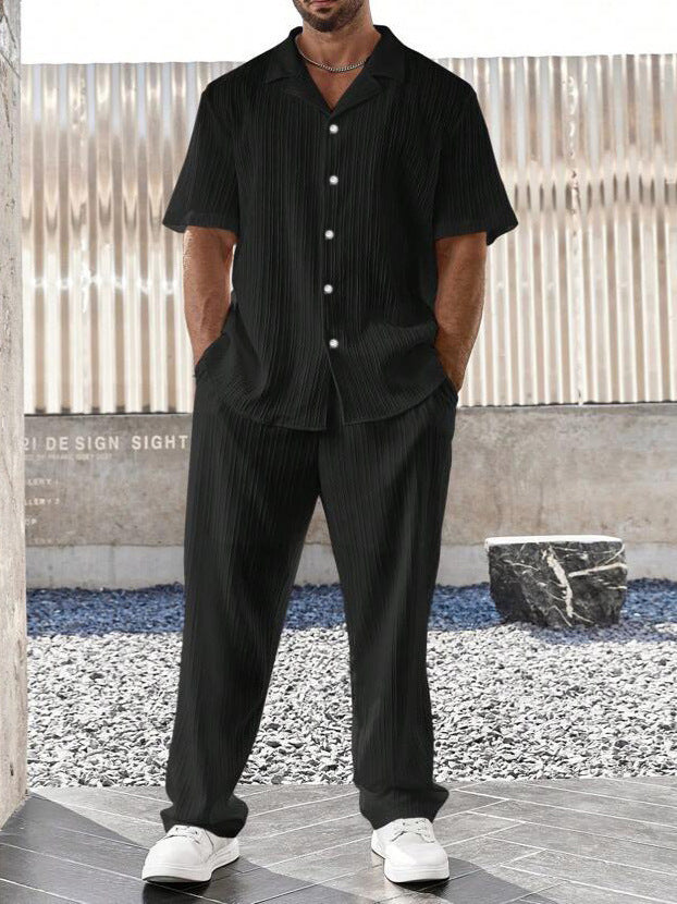 Ralph Mattew – Herren Casual Button-Up Hemd & Kurzarm Hose Set