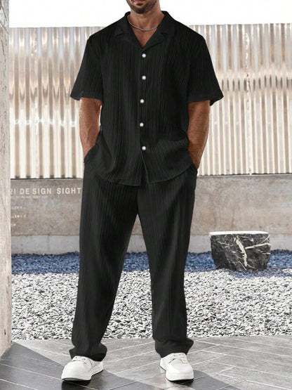 Ralph Mattew – Herren Casual Button-Up Hemd & Kurzarm Hose Set