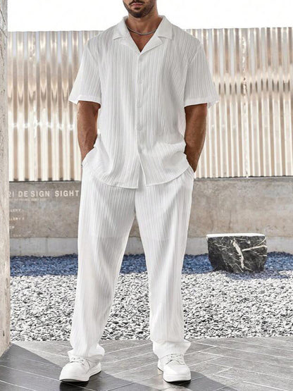 Ralph Mattew – Herren Casual Button-Up Hemd & Kurzarm Hose Set